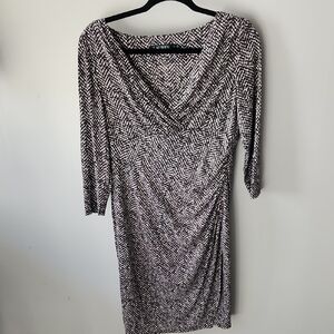 Ralph Lauren Grey and White Long Sleeve Dress